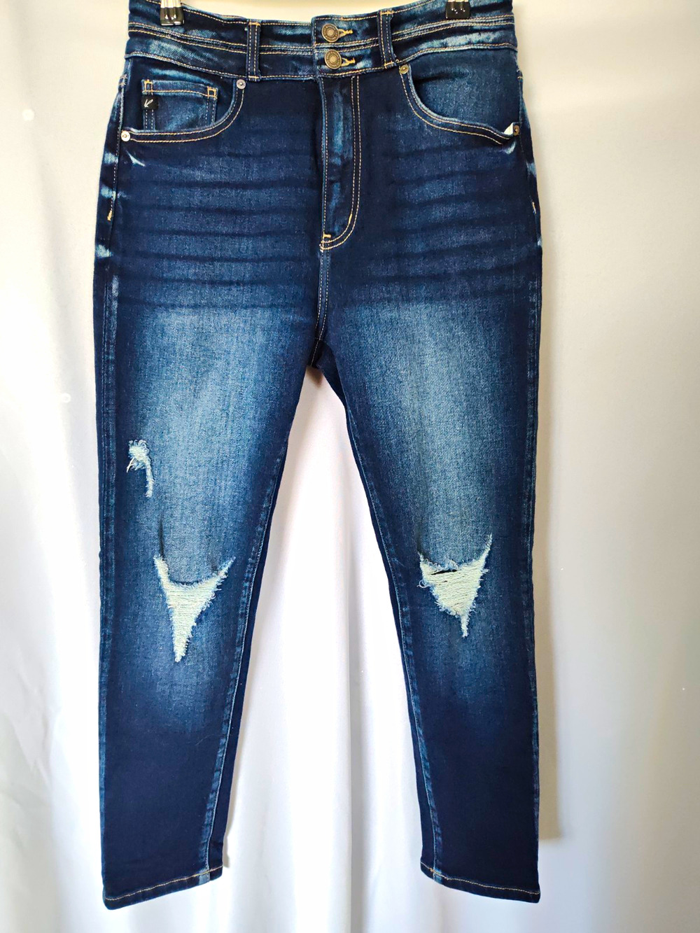 KanCan Women’s Blue Dark Wash Distressed High Rise Skinny Stretch 5-Pocket Jeans